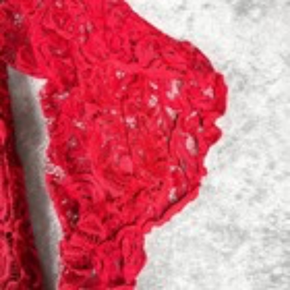 Lildy Womens XL Red Lace Off Shoulder Tunic Top Boho Romantic Holiday Party NWT - Picture 3 of 11